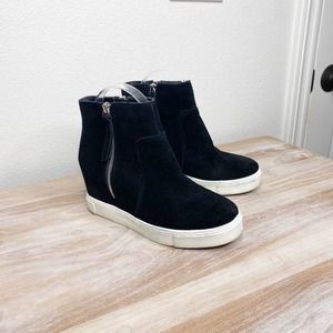 Steve Madden Black Suede Wedge Sneakers